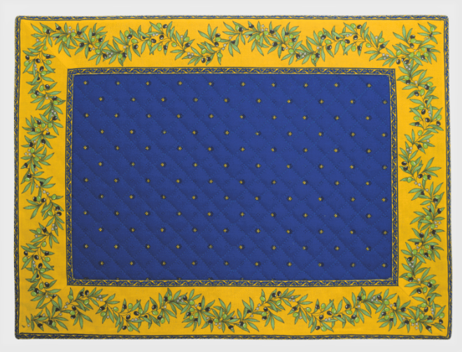 Provence Tea mat (Calisson Olivette. bleu x yellow)
